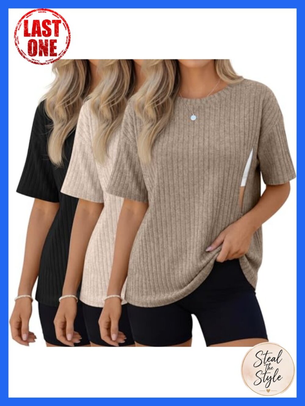 Oversized Nursing Shirts 3 Pack Wide Rib Hidden Zipper Short Sleeve